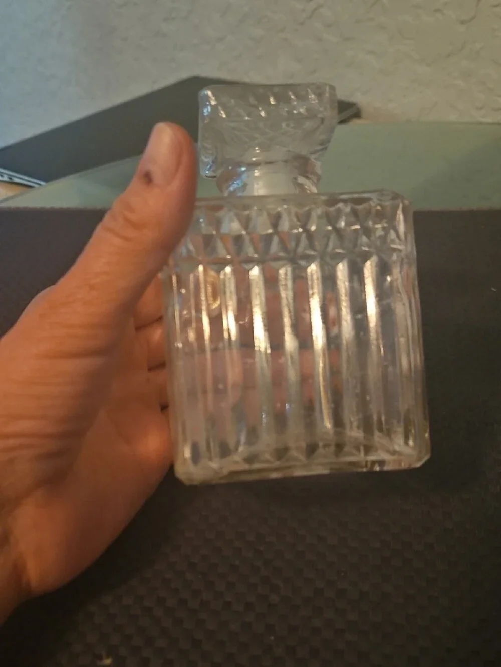 Clear Glass Square Decorative  Whisky Bottle - Unbranded